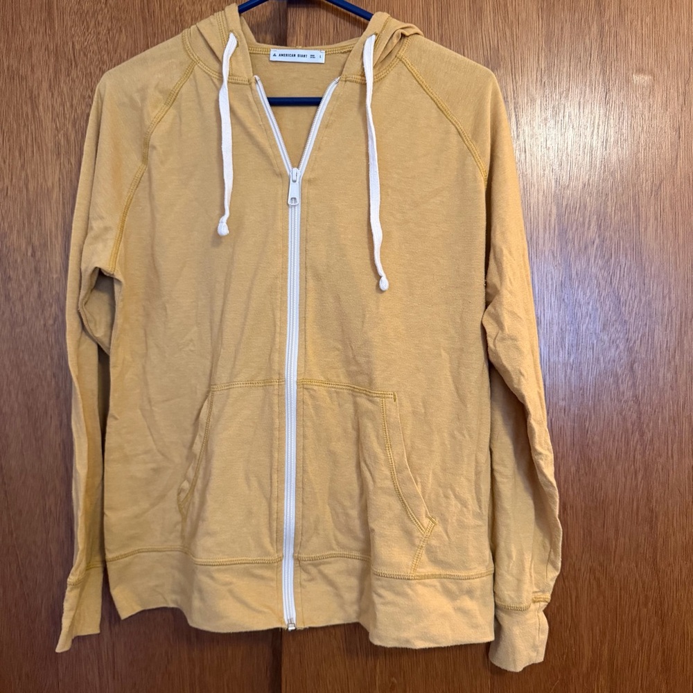 American Giant Mustard Lightweight Full ZipHoodie